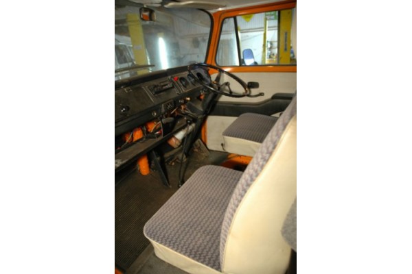 Lovely front cab area with very clean and comfy seats