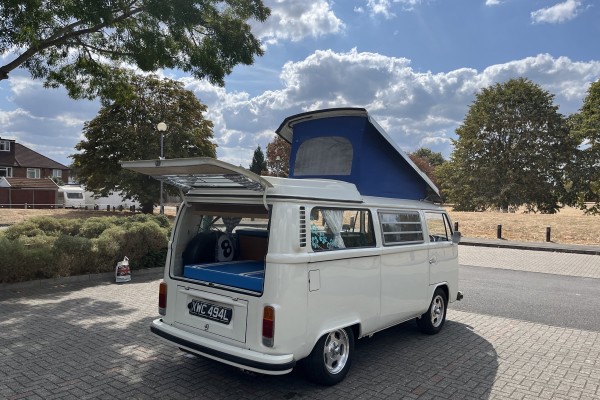 1973 Volkswagen Westfalia &ndash; Rear Three-Quarter, Pop-Top Raised